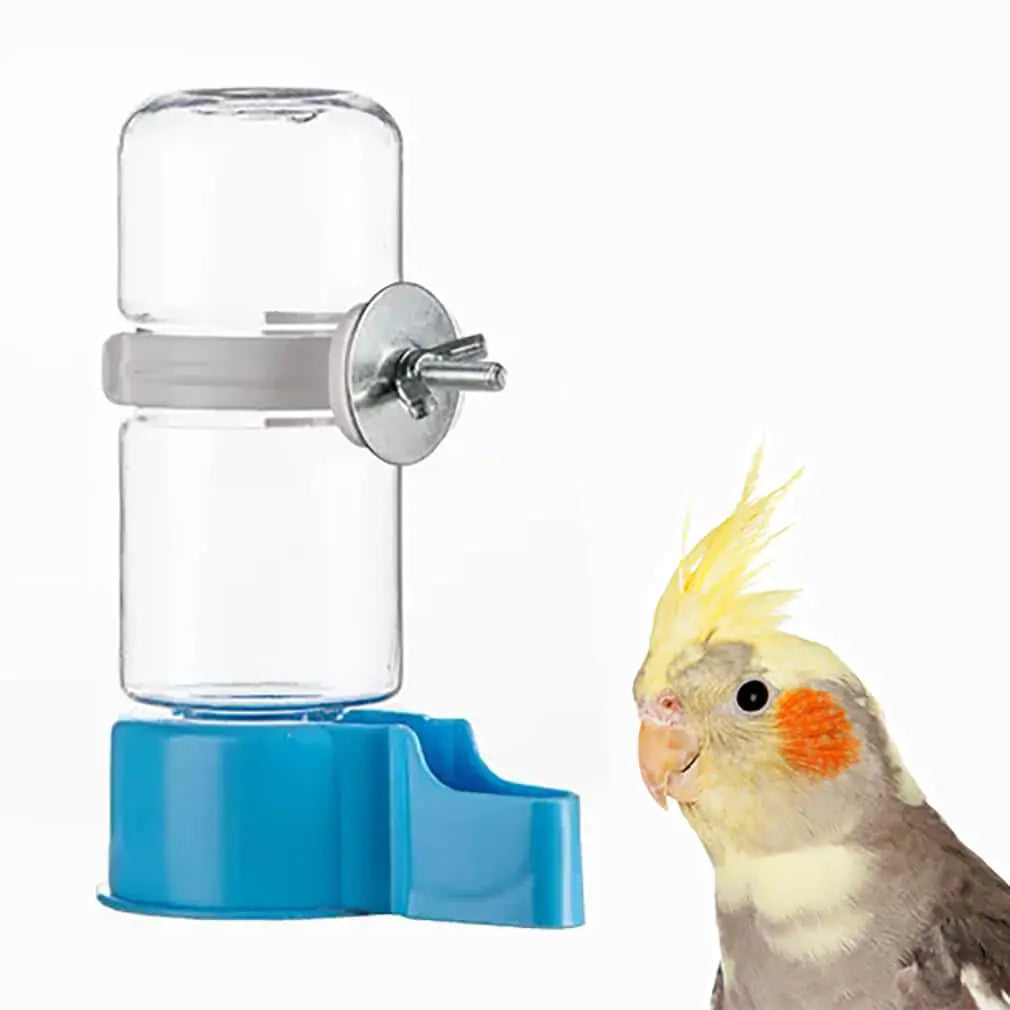 Pet Bird Automatic Water Feeder 4.73 Fl Oz Parrot Water Dispenser Bird Cage Suspended Automatic Water Dispenser for Parakeet Budgie Lovebirds Canary Cockatiel (Blue)
