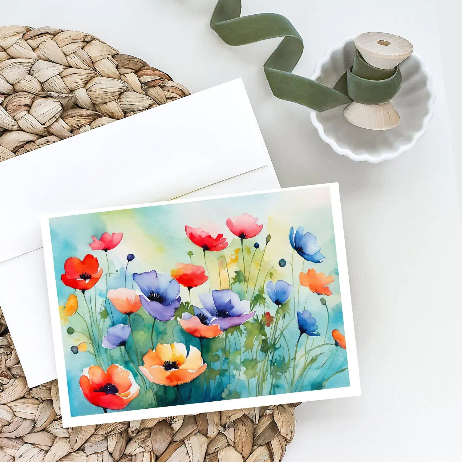 Anemones in Watercolor Greeting Cards Pack of 8