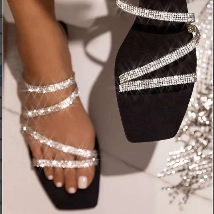 Rhinestone Flip-Flop Women's Flat Sandals