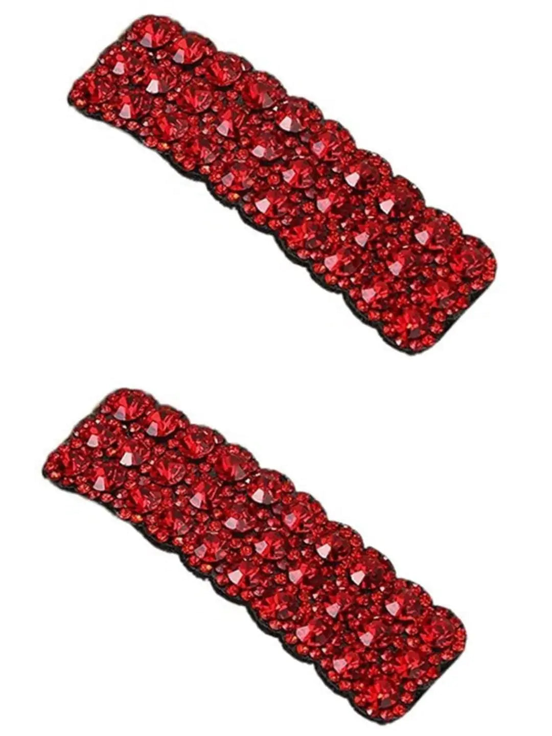 2Pcs Red Rhinestones Korean Style Hair ClipsRectangular Hairpins Shiny Luxury Hairpins Wedding Rhinestone Hair Clips Barrettes Hair Accessories for Women GirlsHair Care