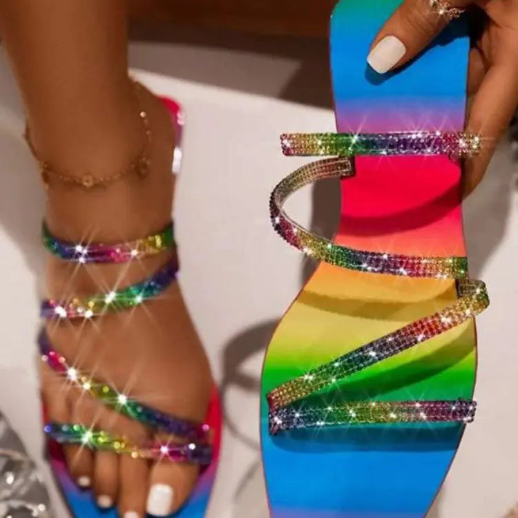 Rhinestone Flip-Flop Women's Flat Sandals