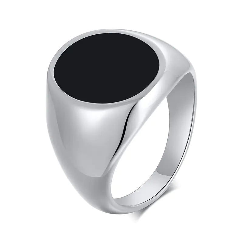 Titanium Steel Ring Set with Red Zircon Ornaments