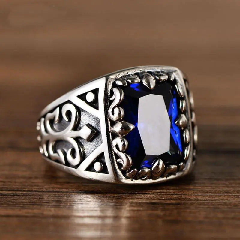 Vintage Blue Moonlight S925 Silver Jewelry Ring
