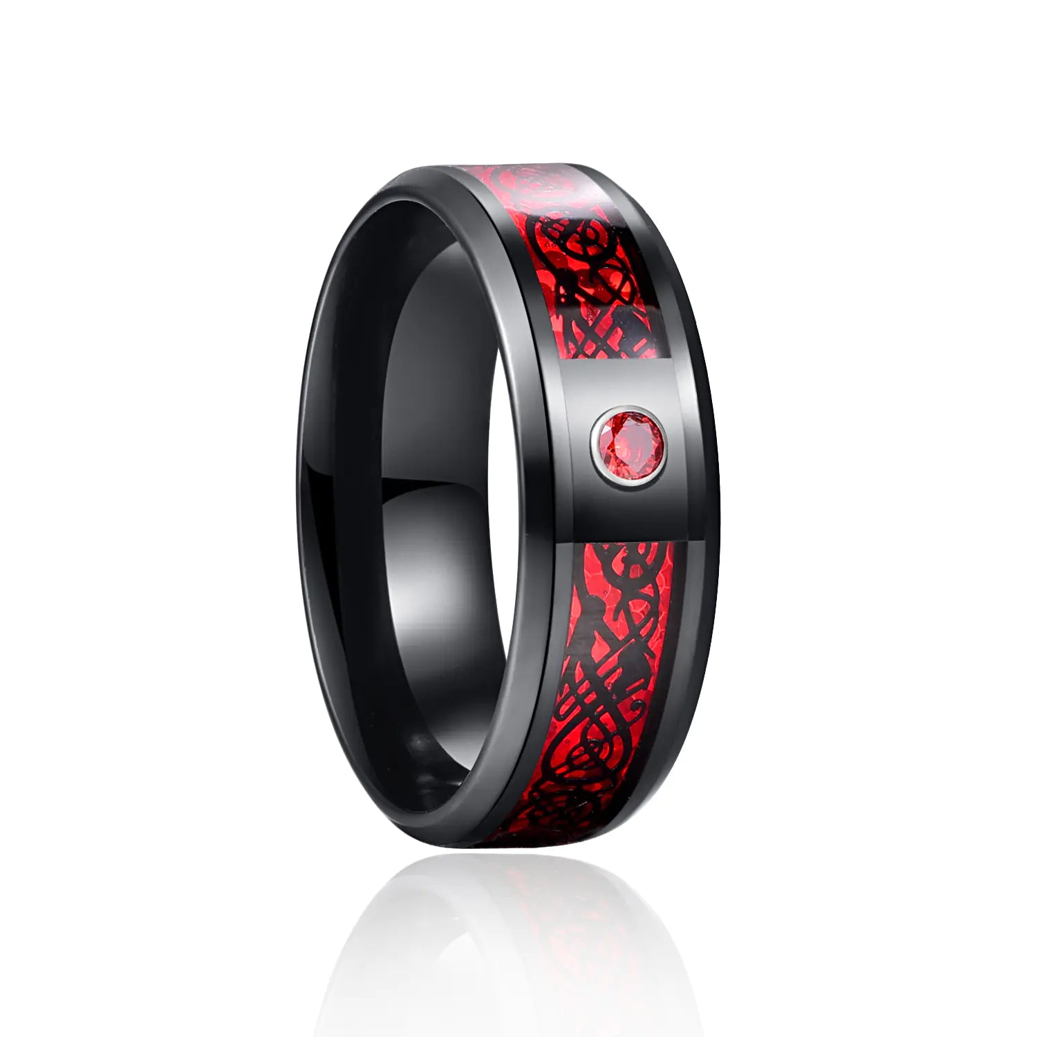 Men's Stainless Steel Carbon Fiber Zircon Party Ring